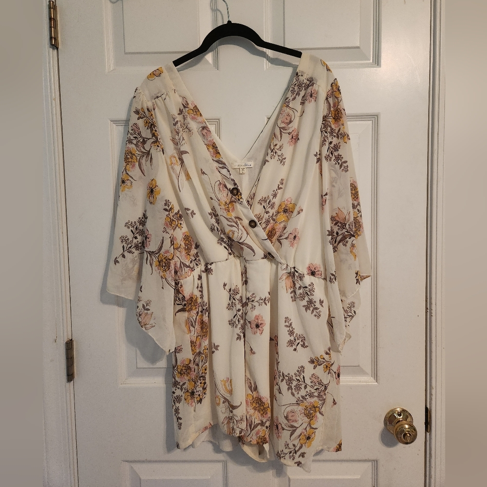 Bailey Blue Floral White Romper